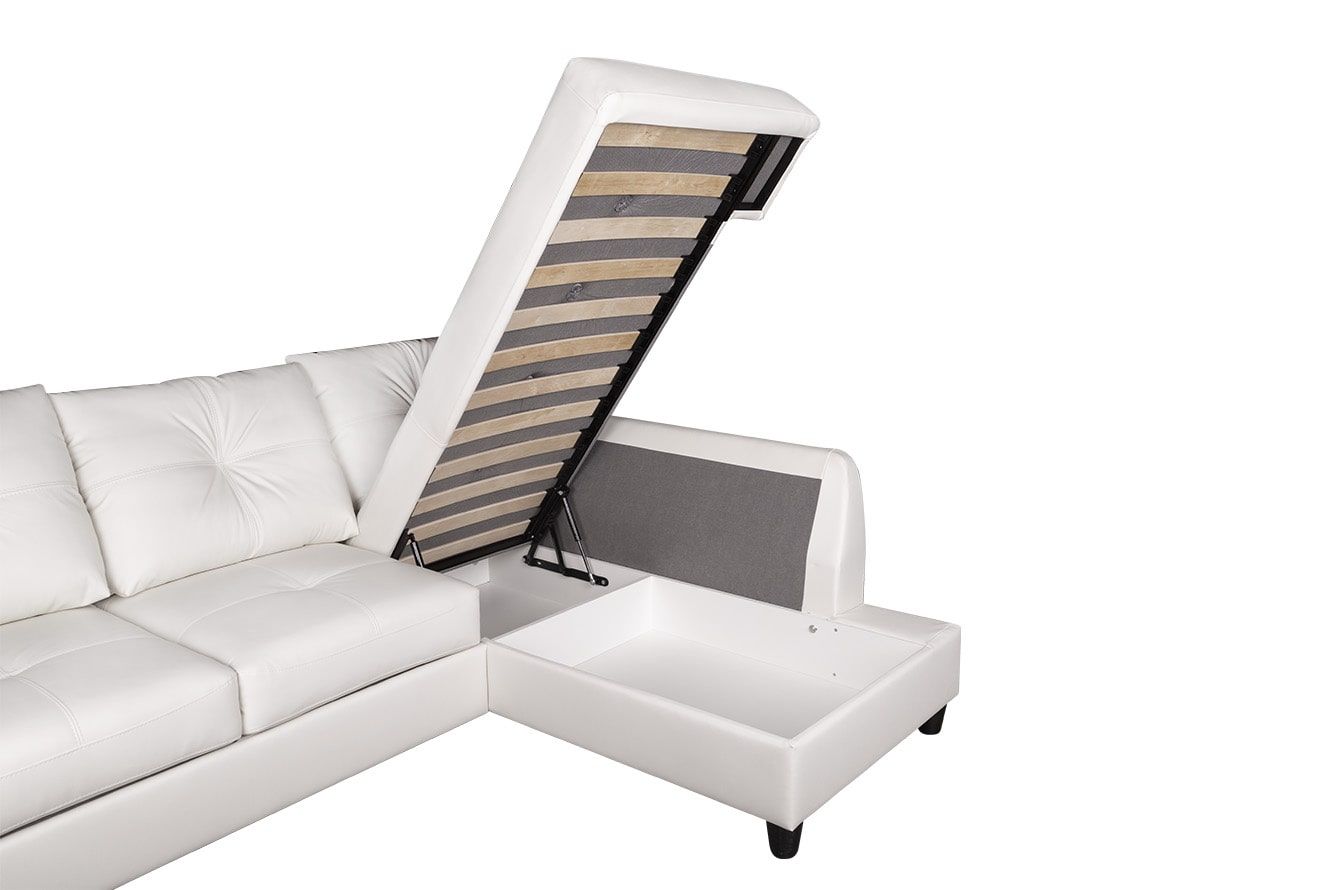 Угловой диван Николь с канапе, Белый, Кожа Madras Snow - купить в Москве поцене от 120 190 руб. в интернет-магазине Home Collection